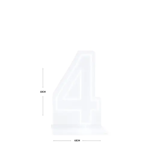 LED Number 4 Light Up Sign – Acrylic Illuminated Digit - 60 x 40 cm