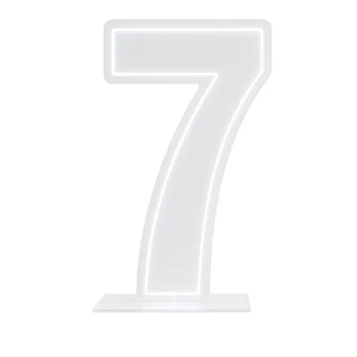 LED Number 7 Light Up Sign – Acrylic Illuminated Digit - 60 x 40 cm
