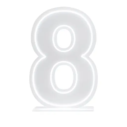 LED Number 8 Light Up Sign – Acrylic Illuminated Digit - 60 x 40 cm