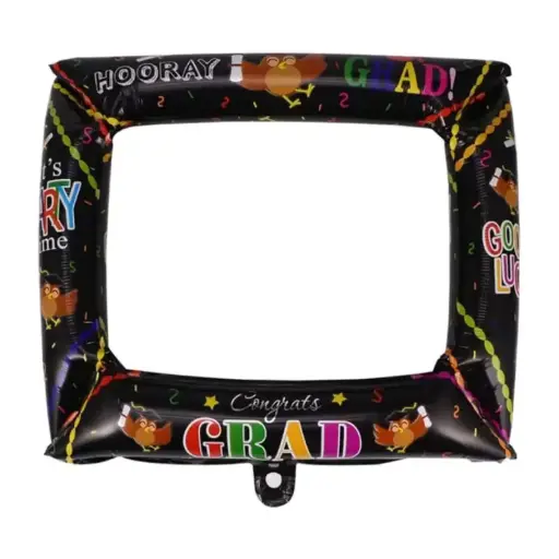 Graduation Selfie Frame Foil Balloon - Black