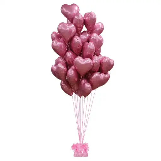 Pink Heart Foil Balloon Bouquet Decoration Set