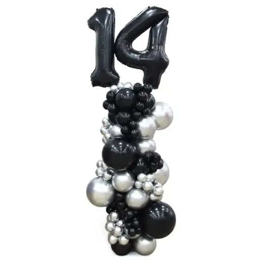Black Silver Number Balloon Column Decoration