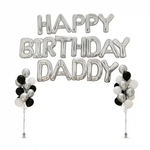 Silver Happy Birthday Daddy Balloon Decoration Set