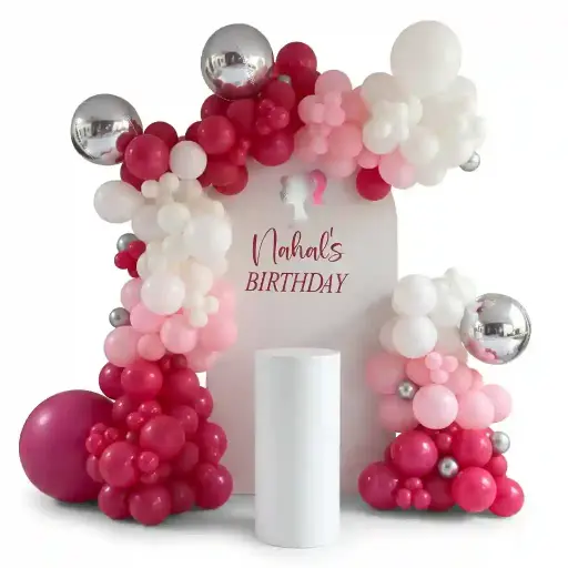 Premium Pink Birthday Balloon Backdrop