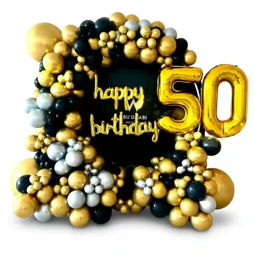 Luxury Black Gold Birthday Balloon Backdrop Decoration