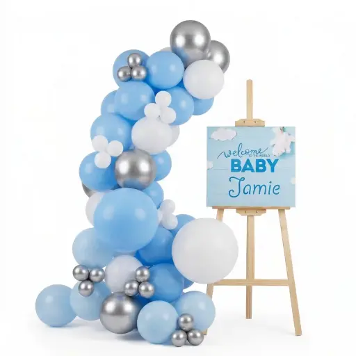 Baby Boy Welcome Balloon Easel Decoration