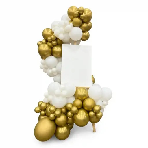 Luxury White and Gold Balloon Easel Frame Decoration