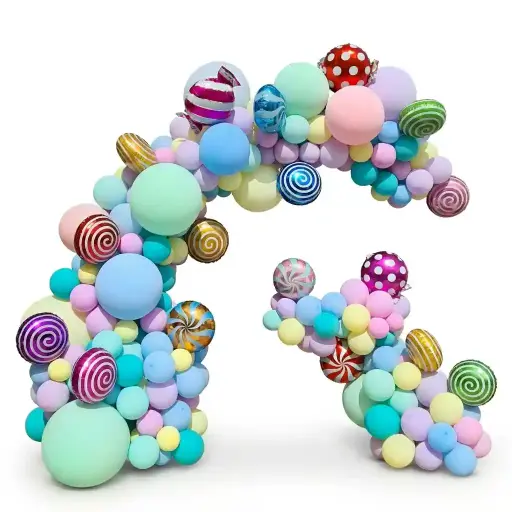 Candy Theme Balloon Arch Decoration Setup