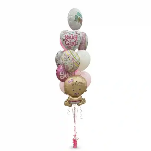 Baby Girl Helium Foil Balloon Bouquet Arrangement