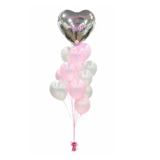 Personalized Heart Birthday Balloon Bouquet 32 in
