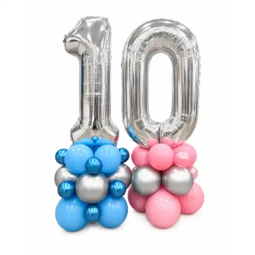 Silver Number Balloon Table Centerpiece 2 pcs
