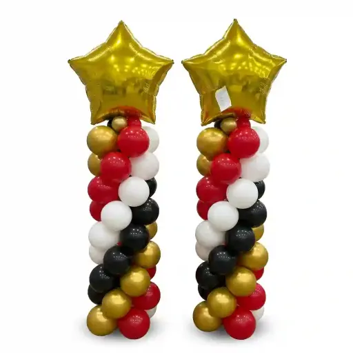 Gold Star Balloon Pillar Pair Decoration 2pcs