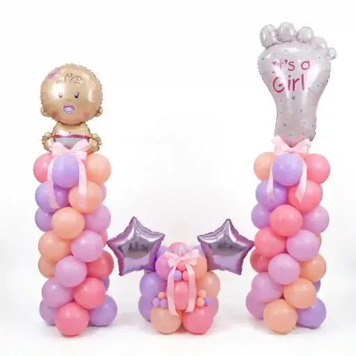 Baby Girl Balloon Welcome Stand Decoration Set 3pcs