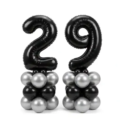 Black Number Balloon Table Centerpiece Set 2pcs