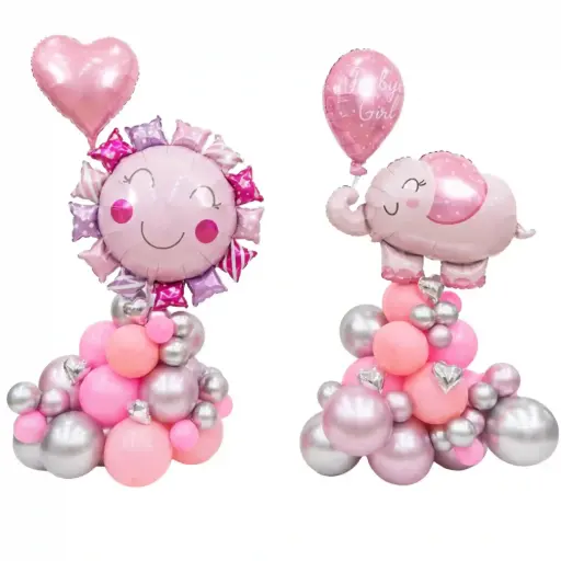 Baby Girl Foil Balloon Table Centerpiece Set 2pcs