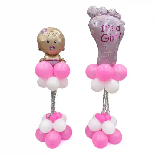 Baby Girl Welcome Balloon Stand Pair Decoration 2pcs