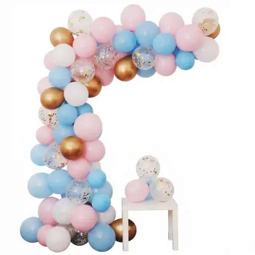 Pastel Pink Blue Balloon Garland Decoration Setup