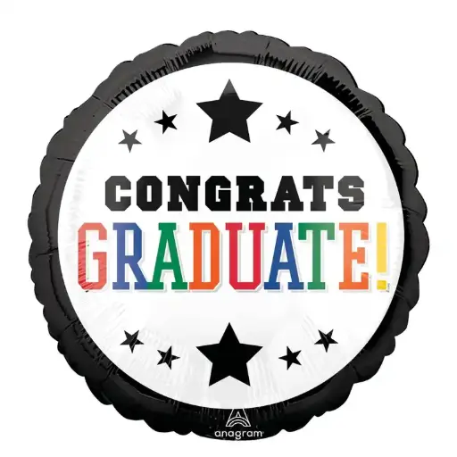 [4546001] Graduation Brights Black Border Foil Balloon 18in