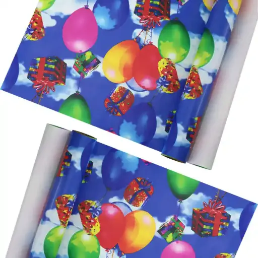 Blue Balloon & Gift Celebration Wrapping Paper