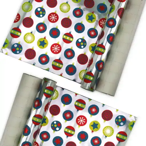 Silver Christmas Ornament Wrapping Paper