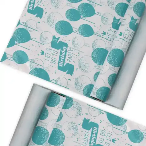 Teal Birthday Balloon Wrapping Paper