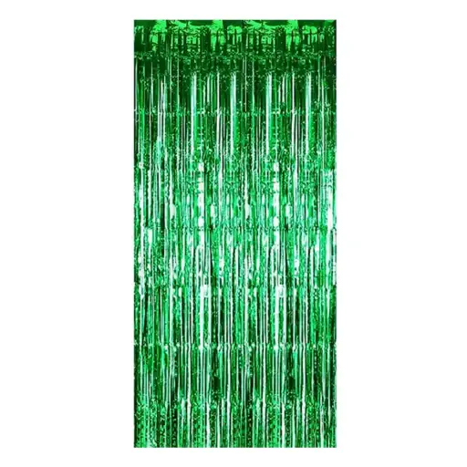 [00058990] Foil Fringe Curtain – Green