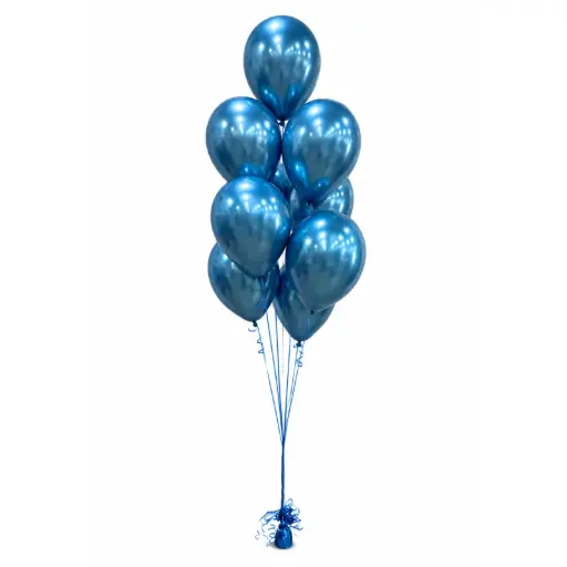 Chrome Blue Latex Helium Balloon Bouquet