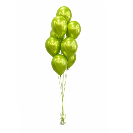 Chrome Lime Green Latex Helium Balloon Bouquet
