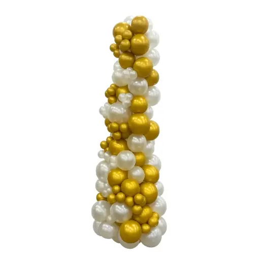 Gold and White Organic Balloon Column - Gold & White