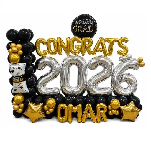 Graduation Balloon Backdrop with Congrats Foil Balloons