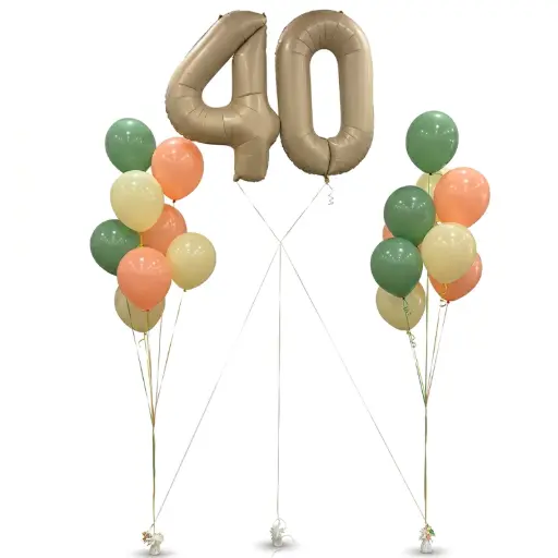 Number Balloon with Pastel Balloon Bouquets