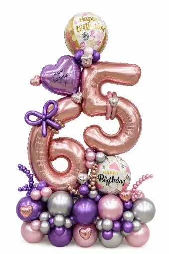 Luxury Rose Gold 65 Birthday Balloon Bouquet Decoration