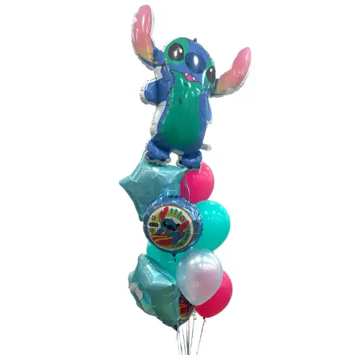 Stitch Theme Birthday Balloon Bouquet with Foil Character Balloons
