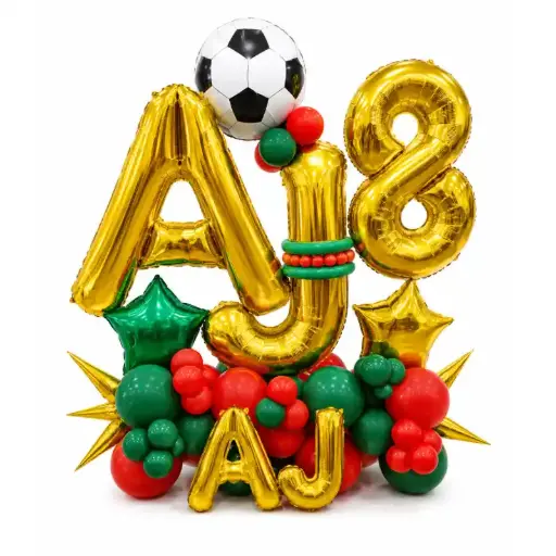 Custom Football Theme Balloon Name Display with Number Balloon