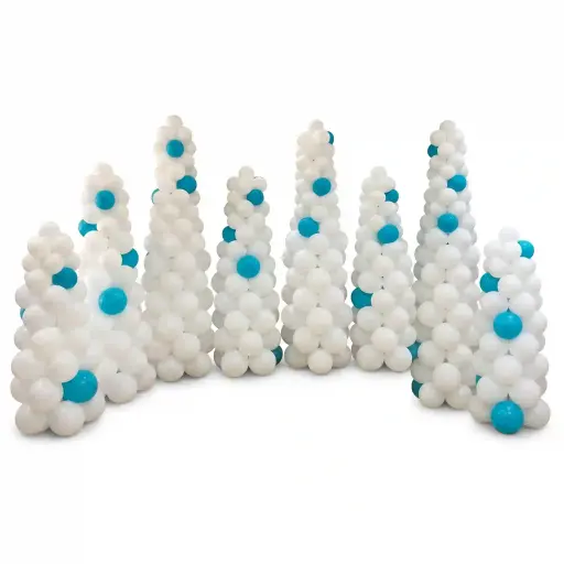 White & Blue Balloon Cone Pathway Decoration Set 8pcs