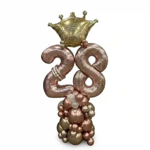 Rose Gold Crown Number 28 Balloon Sculpture