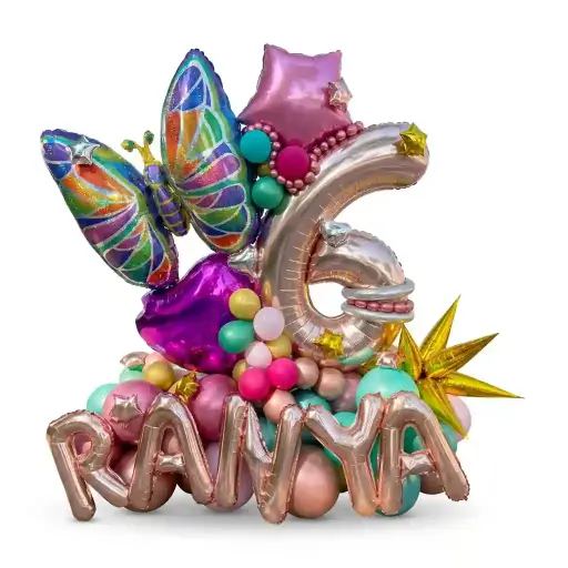Personalized Butterfly Theme Number Balloon Arrangement