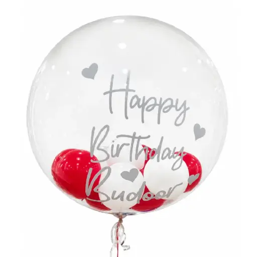 Personalised Bubble Balloon with Mini Balloons 36 in