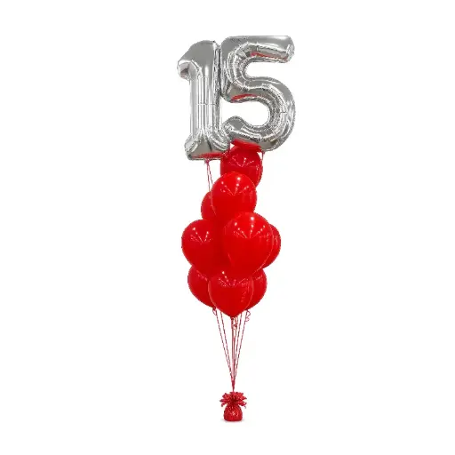 Silver Number Balloon Birthday Bouquet Decoration